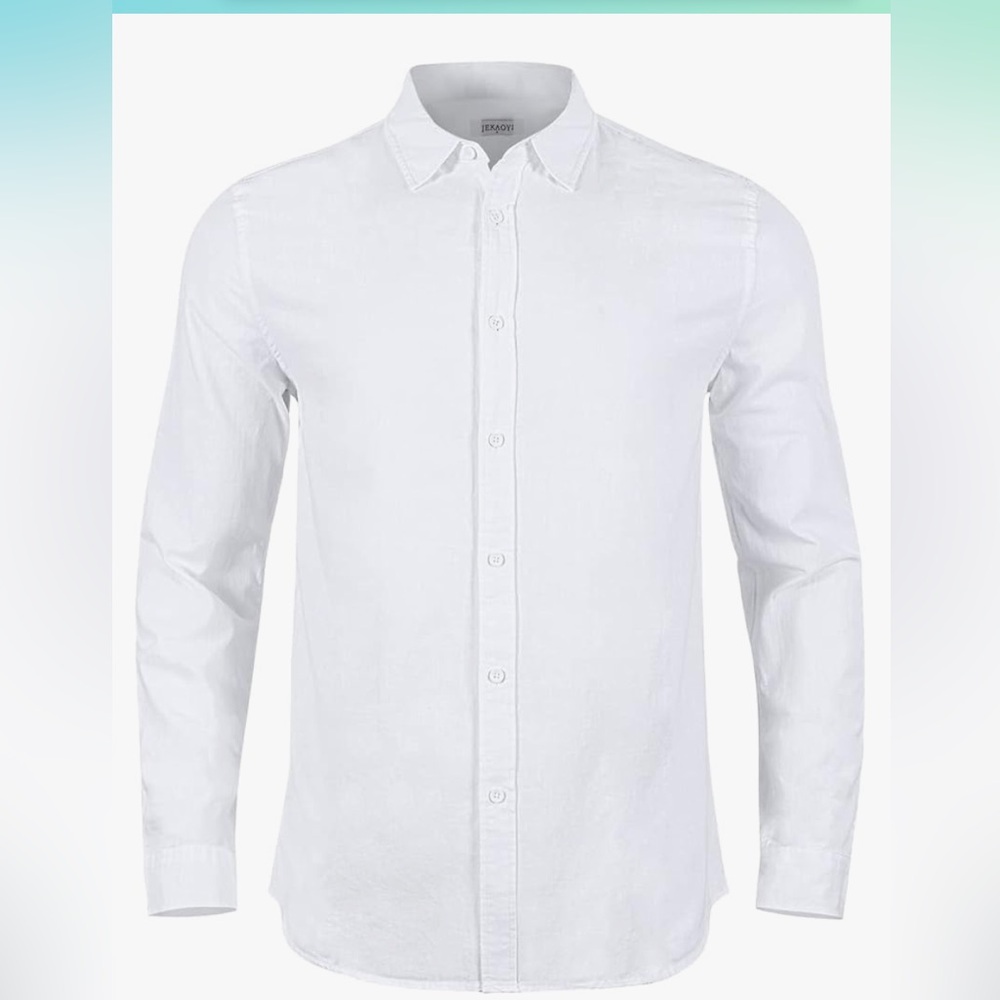 Mens Casual Long Sleeve Cotton Linen Shirts Buttons Down